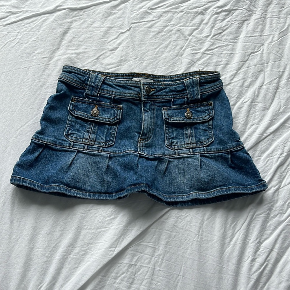 Pleated Denim Skirt